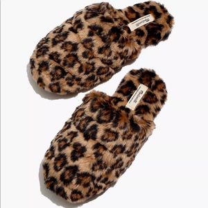 Madewell Leopard Faux Fur Slippers Size8 NWT